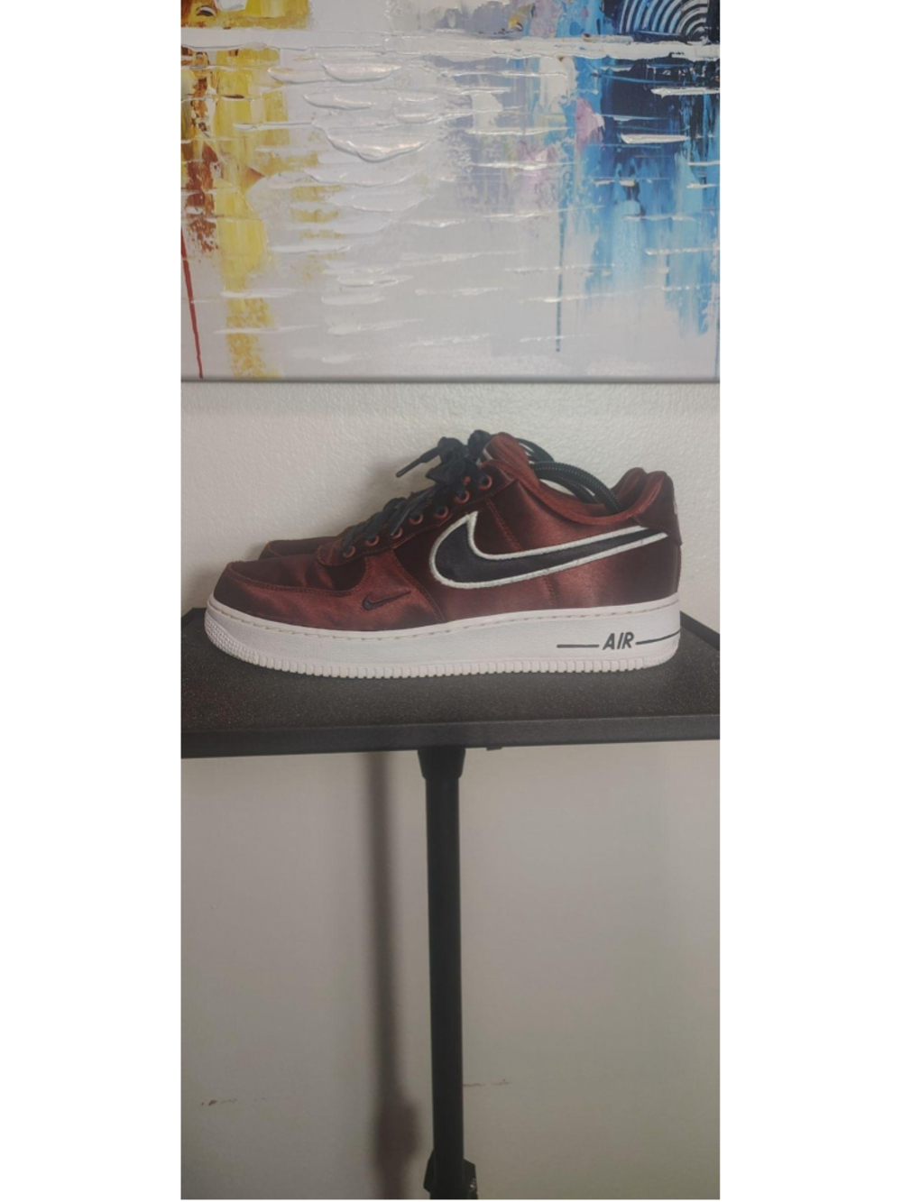 Nike Air Force 1 Low NIKEiD Shoes Mens Size 10.5 Red Satin Sneakers AQ3361-996